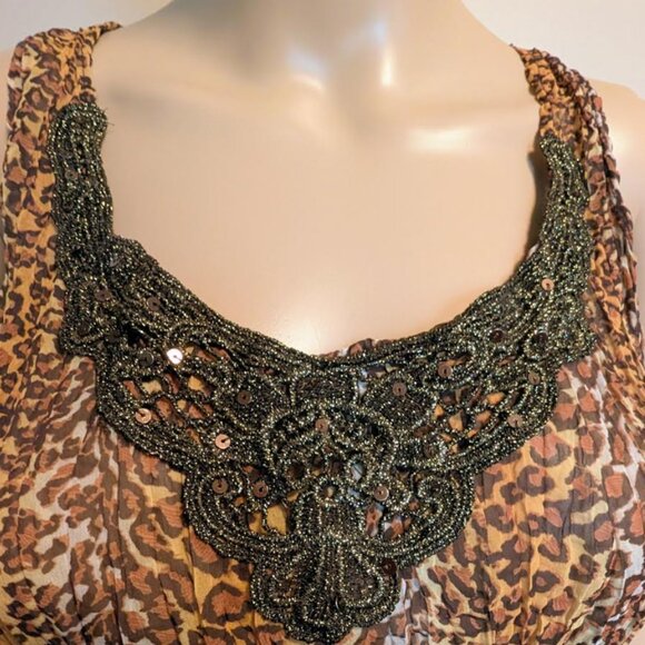 NWOT Ness Crinkled Stretch Lace Sequin Ruffle - Picture 6 of 11